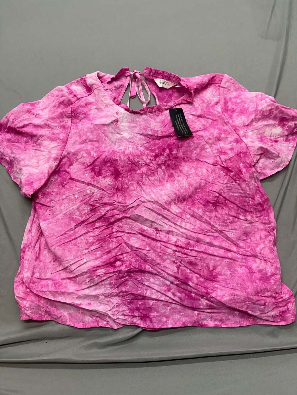 Candace Cameron Bure Tie-Dye Embroidered Blouse Pink XL